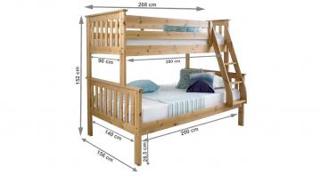 Patrová rozložitelná postel Luini přírodní