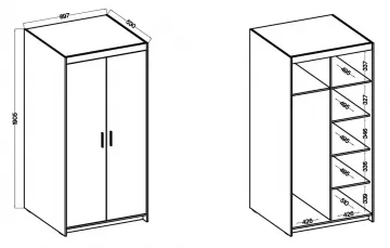 Skříň Enja 2D rozměry