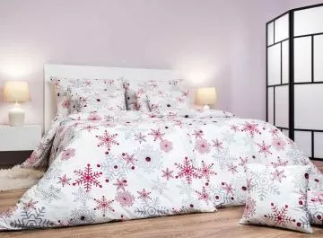 Krepové povlečení Vločky šedé