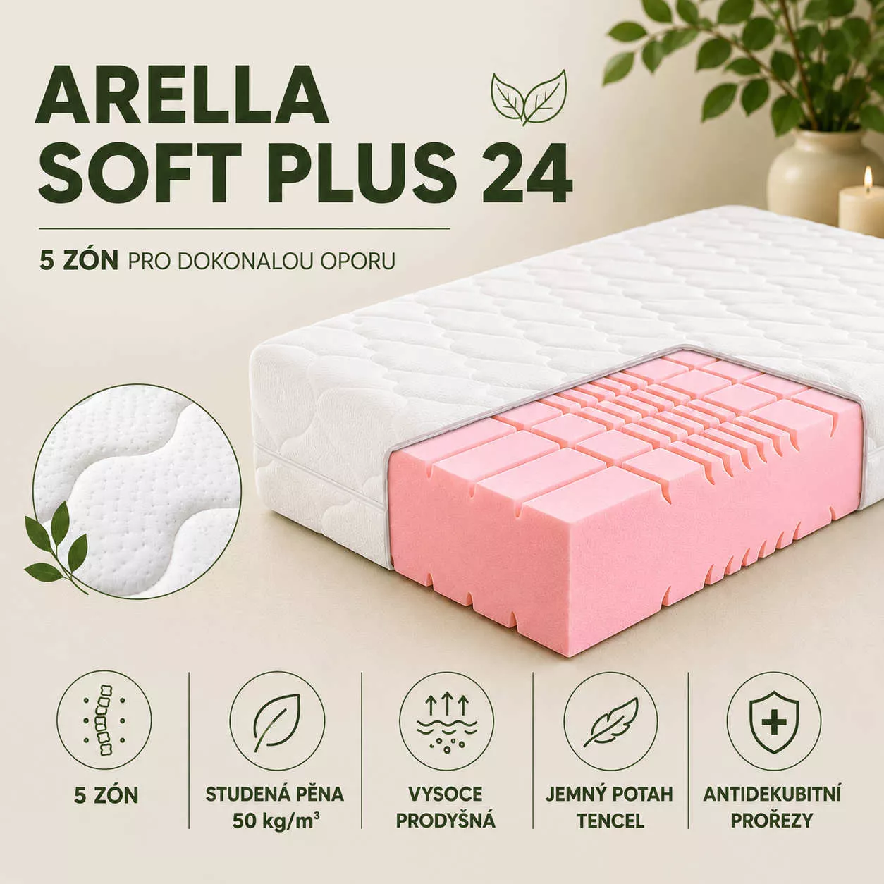 Matrace ze studené pěny Arella Soft 24 Matrace ze studené pěny Arella Soft 24