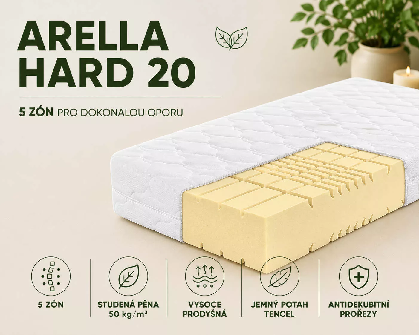 Matrace ze studené pěny Arella Hard 20 Matrace ze studené pěny Arella Hard 20